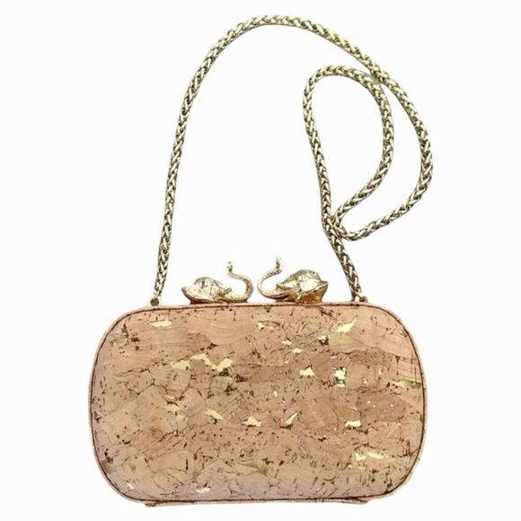 Tory Burch Kissing Elephant Cork Minaudière Clutch Bag - Picture 1 of 5